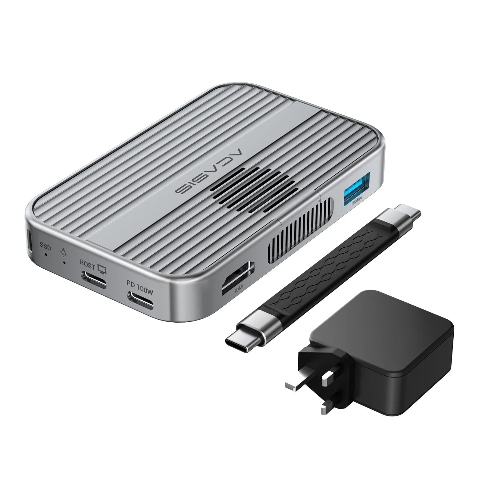 Acasis 10Gbps Magnetic M.2 NVMe SSD Enclosure & USB-C Docking Station with Cooling Fan for iPhone 17/17 Pro/iPhone 16/16 Pro