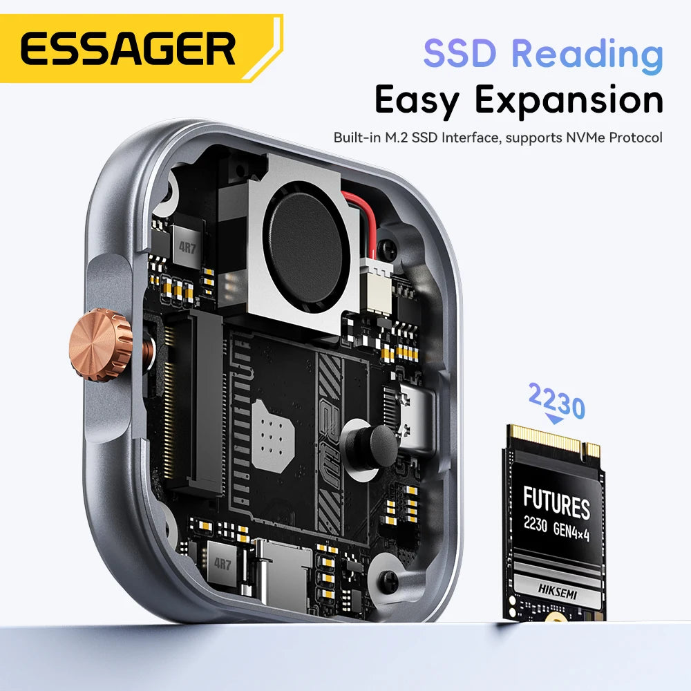 Essager Magnetic 2230 M.2 NVMe SSD Enclosure 10Gbps M.2 to USB Type C External Adapter for iPhone 16 15 Pro Max Pro MacBook