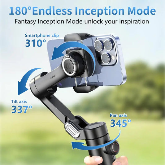 AOCHUAN 3-Axis Handheld Gimbal Stabilizer for Smartphone with Fill Light for iPhone Android Face Tracking Vlog Smart XE