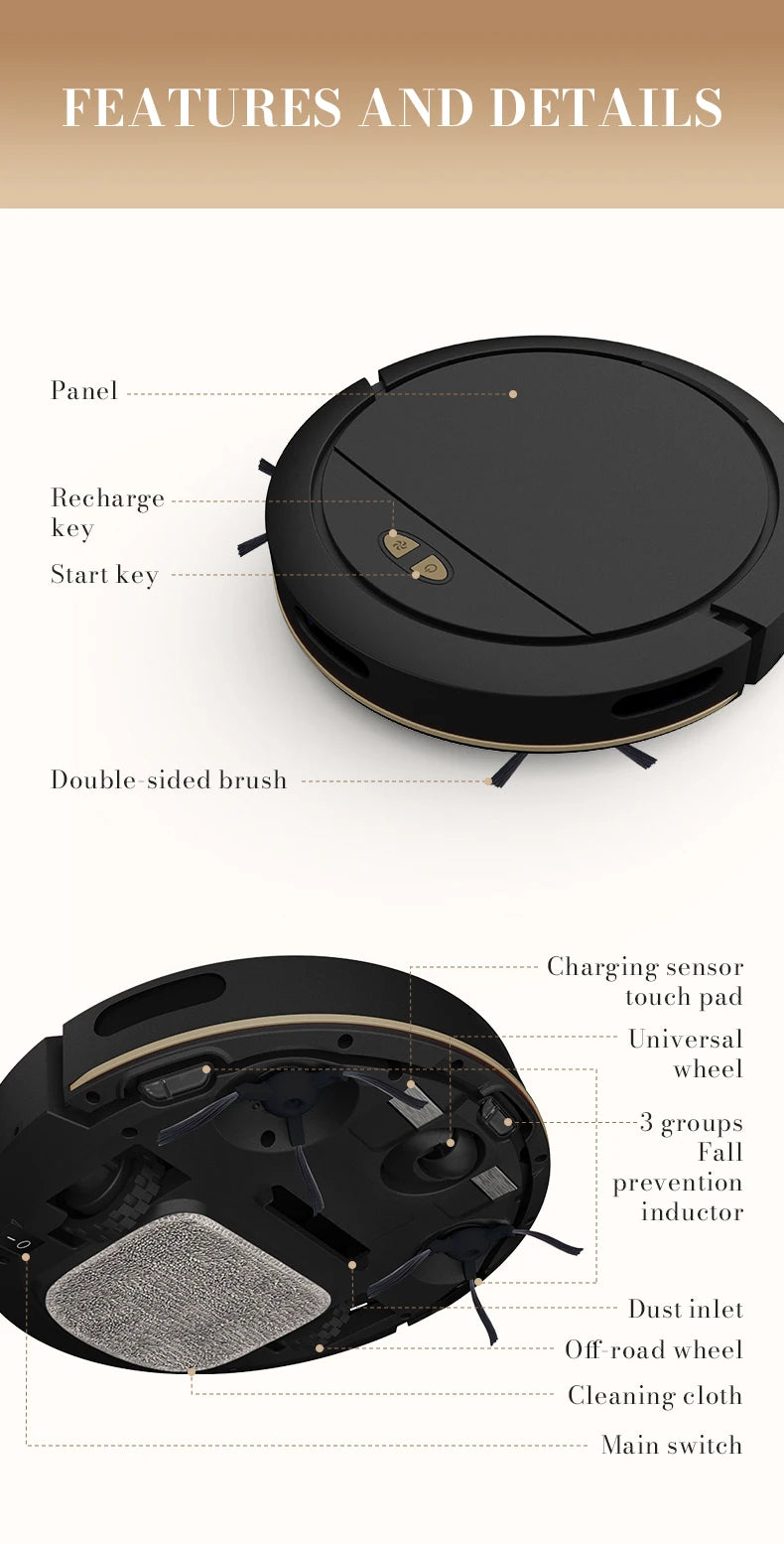 NEW 3 IN 1 Intelligent Vacuum Sweeping Mopping Robot Home Fully Automatic Cleaning Machine APP Control With Water Tank Robot – Trand Store™