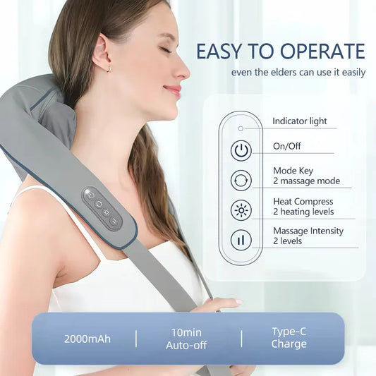 Wireless Neck And Back Massager Neck And Shoulder Kneading Massage Shawl Neck Cervical Relaxing Trapezius Massager